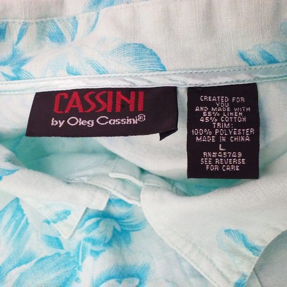 Y2K Cassini Linen Floral Blouse Sz-L Pocket SSL - Picture 6 of 10